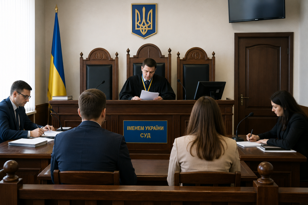 Судове засідання в українському суді під час розгляду справи, пов’язаної із захистом прав дитини.